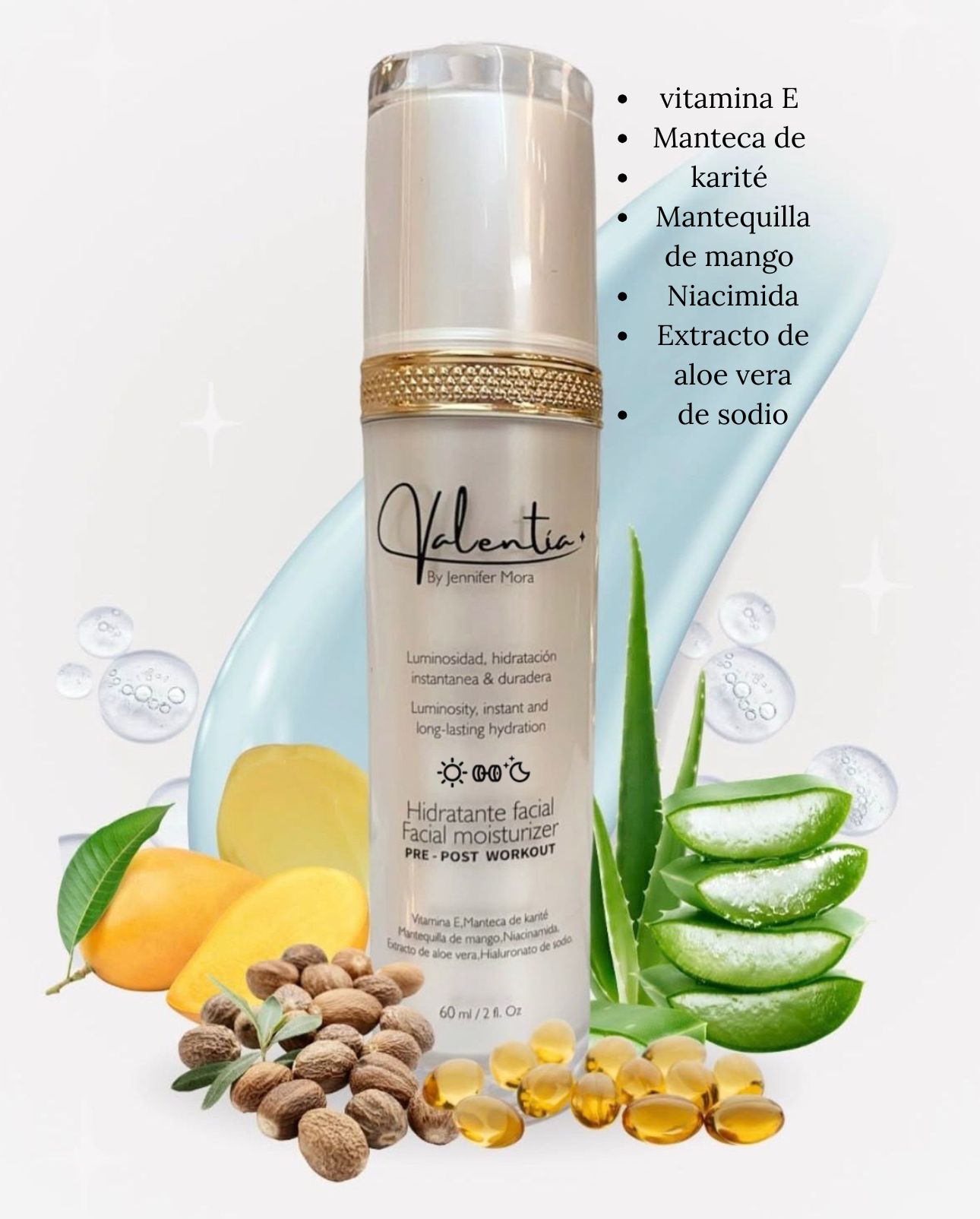 Valentia Hidratante facial | Piel Luminosa fresca y saludable | De Adentro hacia afuera